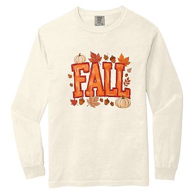 Fall Block Painted - Women's Garment Dyed Long Sleeve Graphic T-Shirt