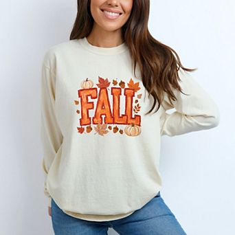 Fall Block Painted - Women's Garment Dyed Long Sleeve Graphic T-Shirt