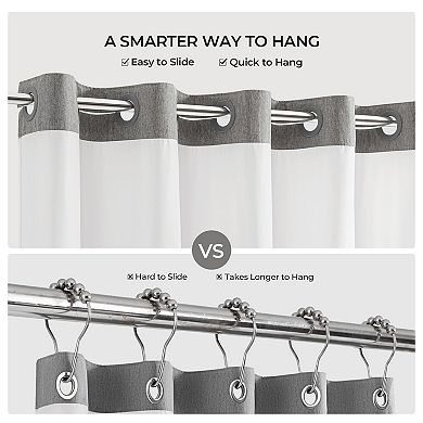 Farmhouse Linen Textured No Hook Quick Dry Shower Curtain Liner Set