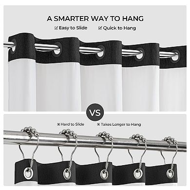 Farmhouse Linen Textured Quick Dry No Hook Shower Curtain Liner Set