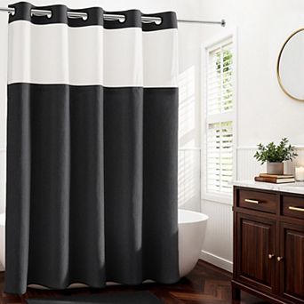 Farmhouse Linen Textured Quick Dry No Hook Shower Curtain Liner Set