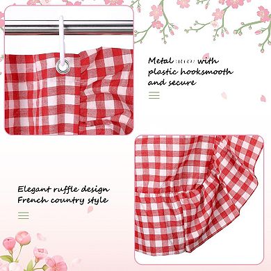 Farmhouse Checkered Plaid Shower Curtain With Hooks Cotton Bathroom Decor