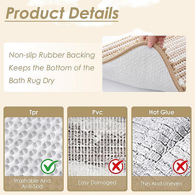 5 Piece Modern Chenille Bathroom Set With Shower Curtain Rugs And Hooks