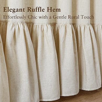 Farmhouse Linen Shower Curtain Ruffle Hem Water Resistant Rustproof Hooks