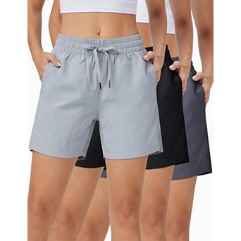 3-Pack Womens Athletic Shorts Quick Dry Gym Workout With Pockets