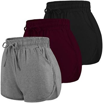 3-Pack Women Sport Shorts Yoga Running Workout Athletic Pants With Pockets And Drawstring