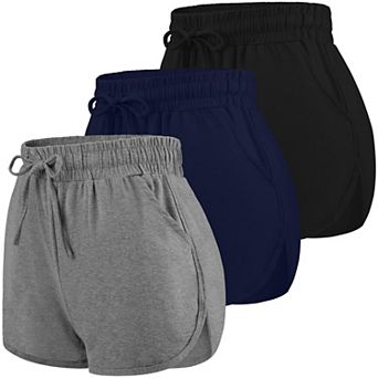 3-Pack Women Sport Shorts Yoga Running Workout Athletic Pants With Pockets And Drawstring