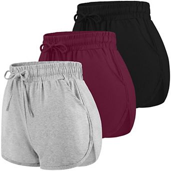 3-Pack Women Sport Shorts Yoga Running Workout Athletic Pants With Pockets And Drawstring