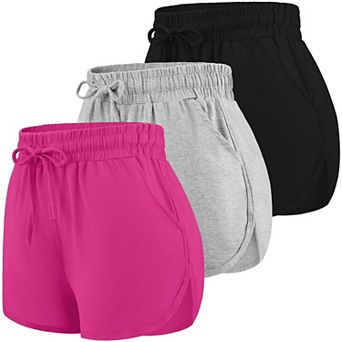 3-Pack Women Sport Shorts Yoga Running Workout Athletic Pants With Pockets And Drawstring
