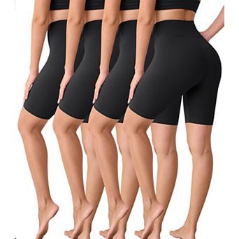 Womens 4-Pack High Waisted Stretchy Soft Yoga Lounge Shorts