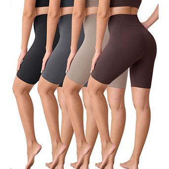 Womens 4-Pack High Waisted Stretchy Soft Yoga Lounge Shorts