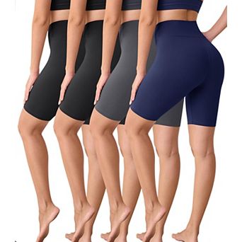 Womens 4-Pack High Waisted Stretchy Soft Yoga Lounge Shorts