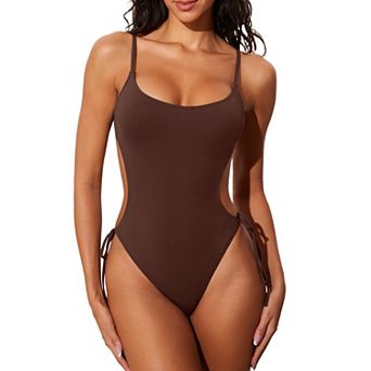 Women's Strappy Cutout Swimsuit Adjustable Straps Removable Pads Quick Dry Beach Bathing Suit