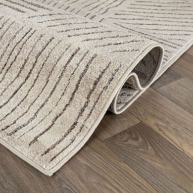 World Rug Gallery Modern Patchwork High-Low Indoor Area Rug, Neutral Geometric Design, Jute Backing