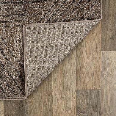 World Rug Gallery Modern Patchwork High-Low Indoor Area Rug, Neutral Geometric Design, Jute Backing