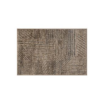 World Rug Gallery Modern Patchwork High-Low Indoor Area Rug, Neutral Geometric Design, Jute Backing
