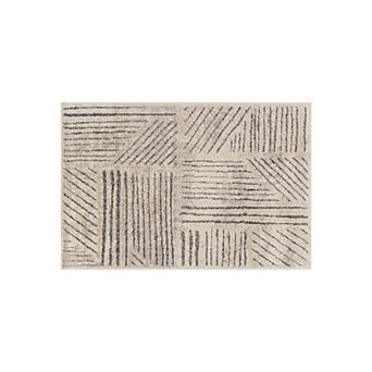 World Rug Gallery Modern Patchwork High-Low Indoor Area Rug, Neutral Geometric Design, Jute Backing
