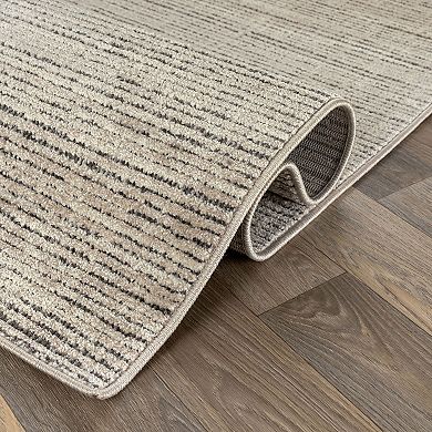 World Rug Gallery Textured High-Low Indoor Runner Rug, Neutral Sandstone Design, Jute Backing