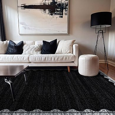 World Rug Gallery Modern Abstract Grid Indoor Area Rug, Polypropylene with Jute Backing for Living