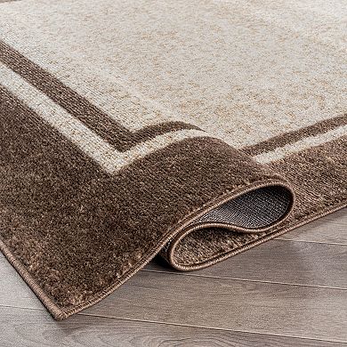 World Rug Gallery Modern Transitional Bordered Area Rug for Living Room, Bedroom, or Entryway Low