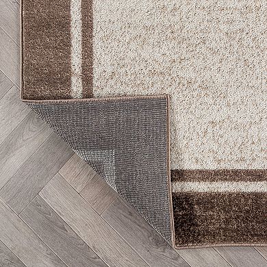 World Rug Gallery Modern Transitional Bordered Area Rug for Living Room, Bedroom, or Entryway Low