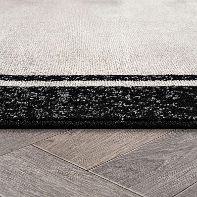 World Rug Gallery Modern Transitional Bordered Area Rug for Living Room, Bedroom, or Entryway Low