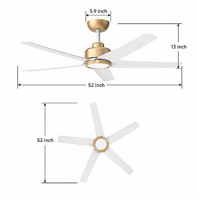 52-Inch Ceiling Fan with Quiet Year-Round Airflow and Adjustable LED Lighting