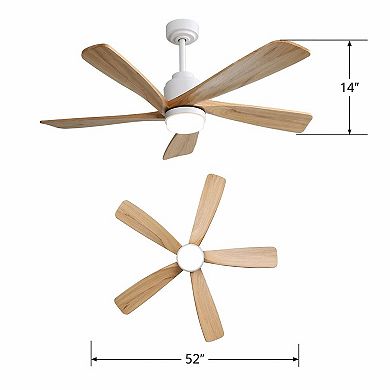 52-Inch Ceiling Fan with Light, Quiet Wood Blades and Year-Round Comfort