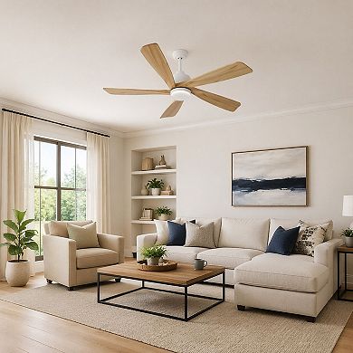 52-Inch Ceiling Fan with Light, Quiet Wood Blades and Year-Round Comfort