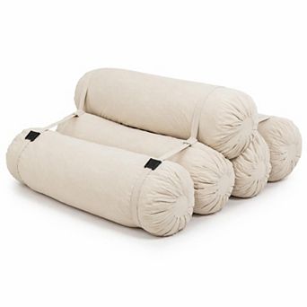 Adjustable Corduroy Floor Sofa with 5 Cylindrical Pillows for Living Room Bedroom
