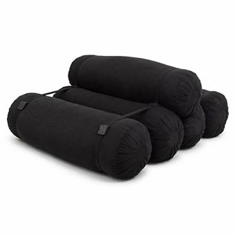 Adjustable Corduroy Floor Sofa with 5 Cylindrical Pillows for Living Room Bedroom