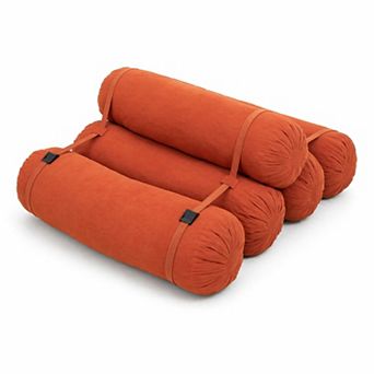 Adjustable Corduroy Floor Sofa with 5 Cylindrical Pillows for Living Room Bedroom