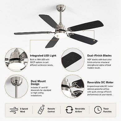 52-Inch Ceiling Fan with Adjustable Lighting and Customizable Airflow for Year-Round Comfort