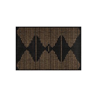World Rug Gallery Geometric Indoor/Outdoor Flat Woven Area Rug - Natural Jute-Style, Easy-Care Patio