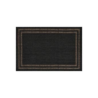 World Rug Gallery Border Indoor/Outdoor Flat Woven Area Rug - Natural Jute-Style, Easy-Care Patio