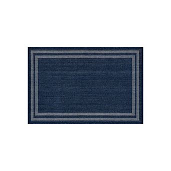 World Rug Gallery Border Indoor/Outdoor Flat Woven Area Rug - Natural Jute-Style, Easy-Care Patio