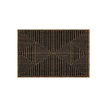 World Rug Gallery Geometric Border Indoor/Outdoor Flat Woven Area Rug - Natural Jute-Style, Easy