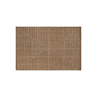 World Rug Gallery Geometric Border Indoor/Outdoor Flat Woven Area Rug - Natural Jute-Style, Easy