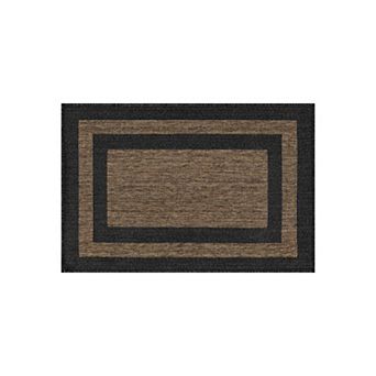World Rug Gallery Geometric Border Indoor/Outdoor Flat Woven Area Rug - Natural Jute-Style, Easy