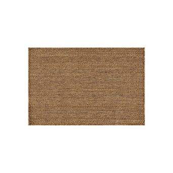 World Rug Gallery Geometric Border Indoor/Outdoor Flat Woven Area Rug - Natural Jute-Style, Easy