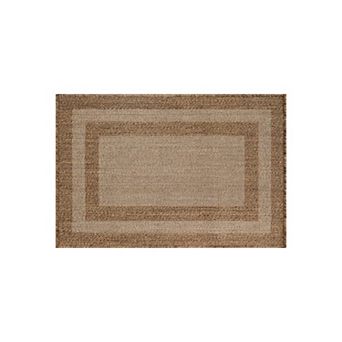 World Rug Gallery Geometric Border Indoor/Outdoor Flat Woven Area Rug - Natural Jute-Style, Easy
