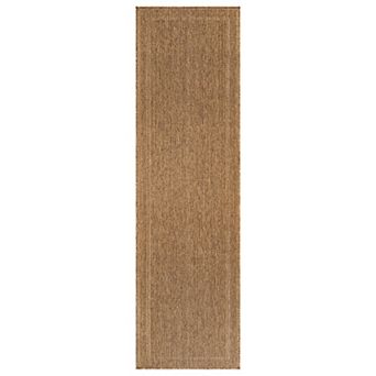 World Rug Gallery Geometric Border Indoor/Outdoor Flat Woven Area Rug - Natural Jute-Style, Easy