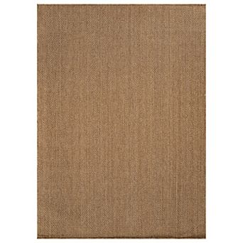 World Rug Gallery Diamond Grid Indoor/Outdoor Flat Woven Area Rug - Natural Jute-Style, Easy-Care