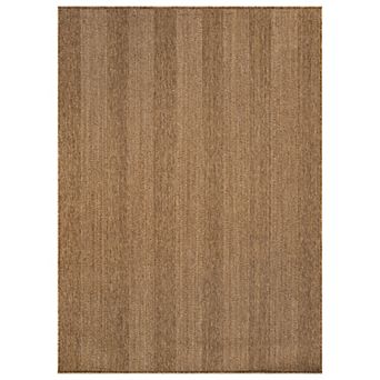 World Rug Gallery Striped Indoor/Outdoor Flat Woven Area Rug - Natural Jute-Style, Easy-Care Patio