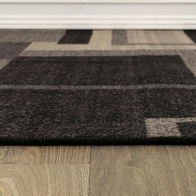 World Rug Gallery Contemporary Geometric Power Loomed Indoor Area Rug, Vibrant Ruby Abstract