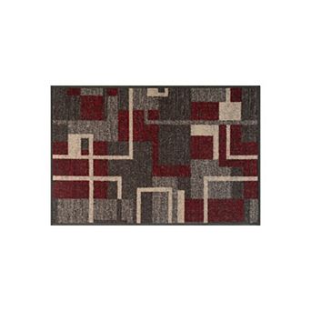 World Rug Gallery Contemporary Geometric Power Loomed Indoor Area Rug, Vibrant Ruby Abstract