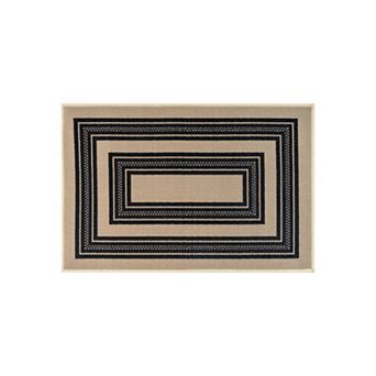 World Rug Gallery Ornate Framed Border Power Loomed Indoor Area Rug, Soft Linen Decorative Frame