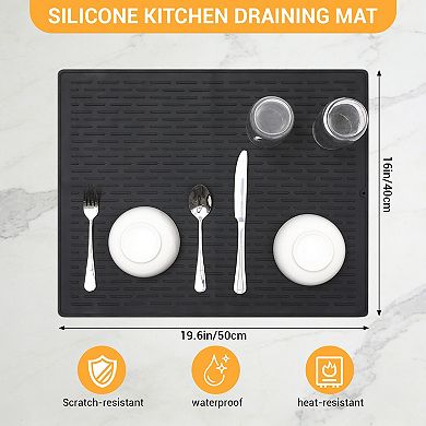 Versatile 3-Piece Silicone Dish Drying Mat Set Multi-Size Non-Slip Kitchen Draining Pads