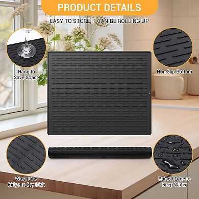 Versatile 3-Piece Silicone Dish Drying Mat Set Multi-Size Non-Slip Kitchen Draining Pads