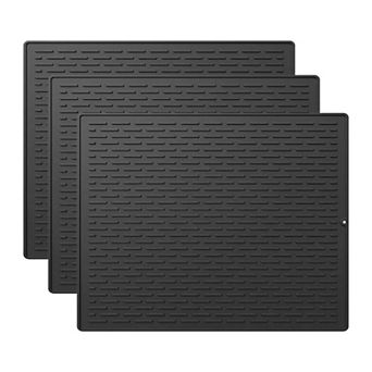 Versatile 3 pc Silicone Dish Drying Mat Set Multi-Size Non-Slip Kitchen Draining Pads